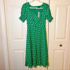 NWT J Crew Green Floral Midi Dress 💚